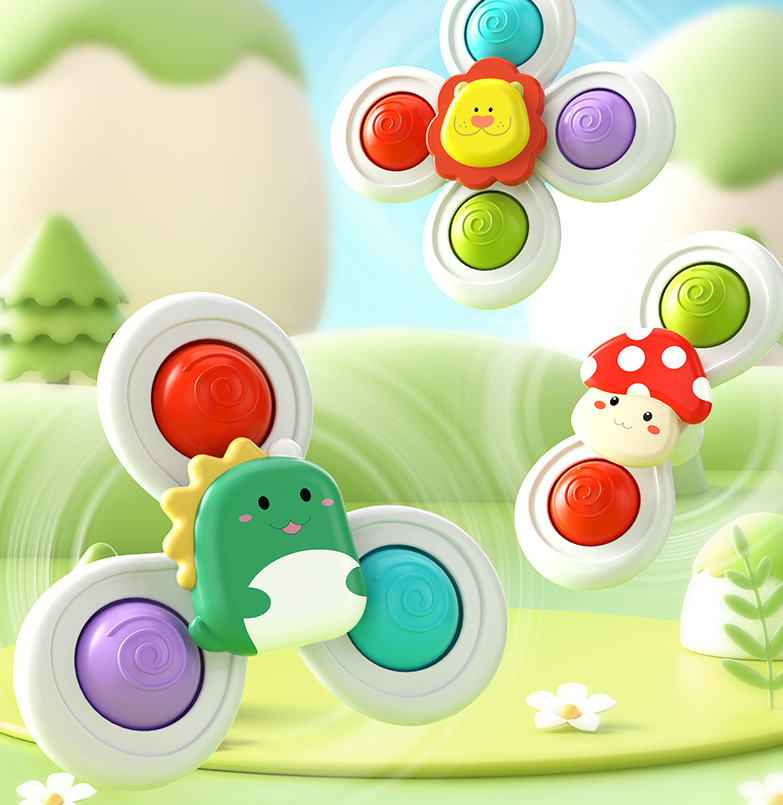 Baby Suction Cup Window, Car, Bathing Spinning Toy Pack Of 3